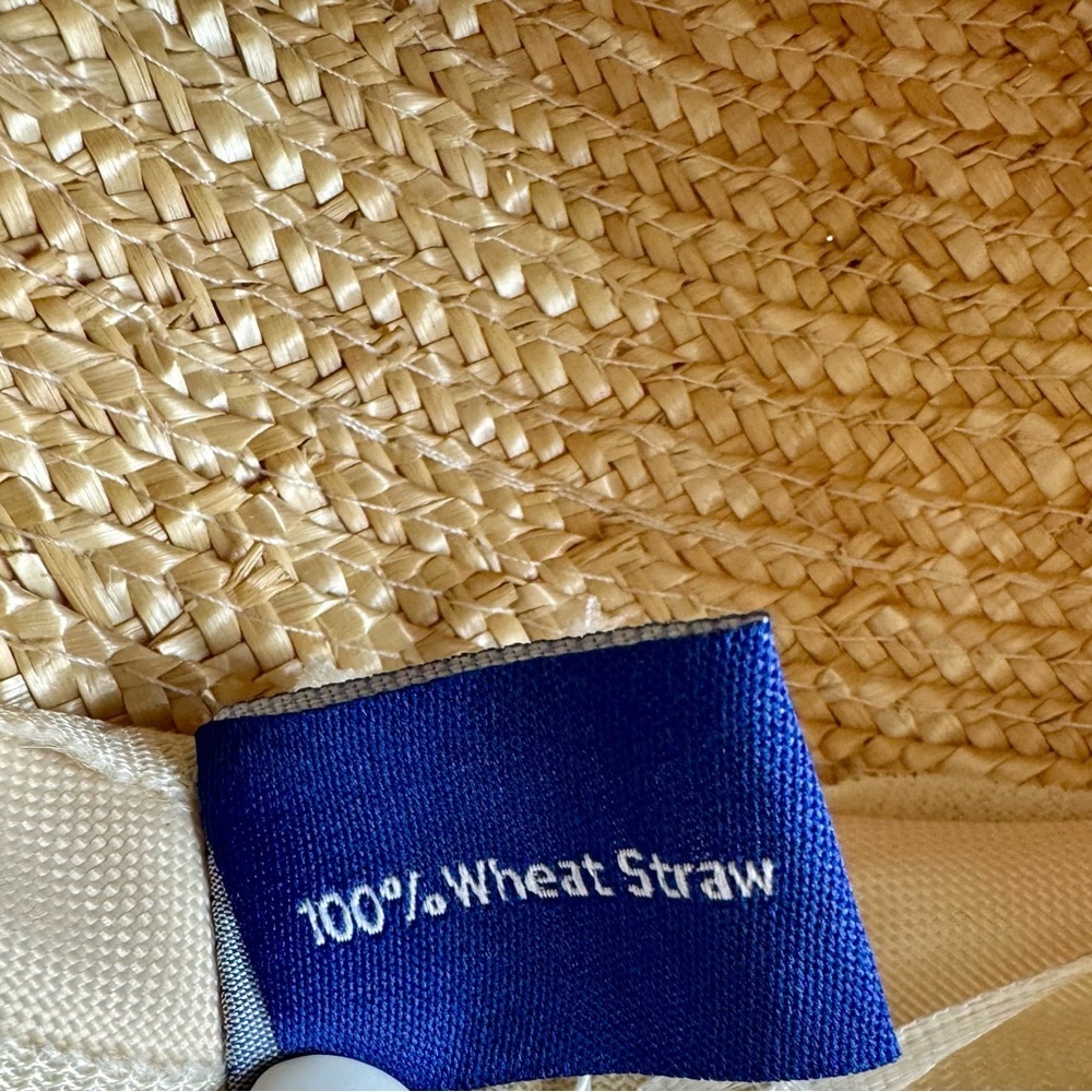 Hat Attack Shore Hat Natural Black Wheat Straw Frayed Brim Boater Sun Hat - Picture 8 of 8